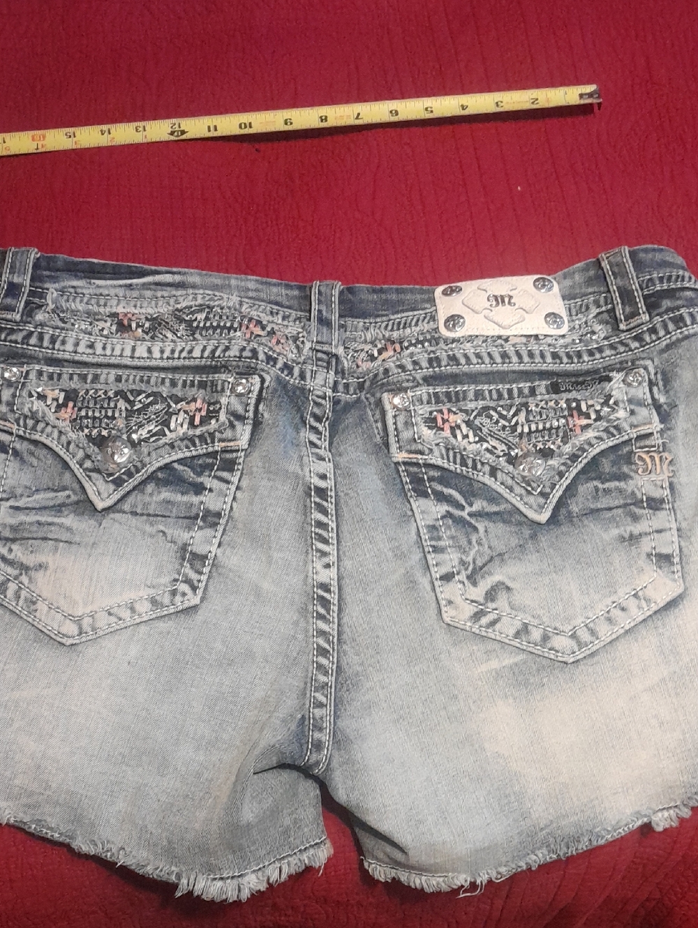 Miss Me Faded Blue Denim Frayed-Hem Jean Shorts
